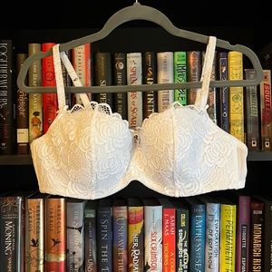 Adore Me White Lace Bra and Panty Set